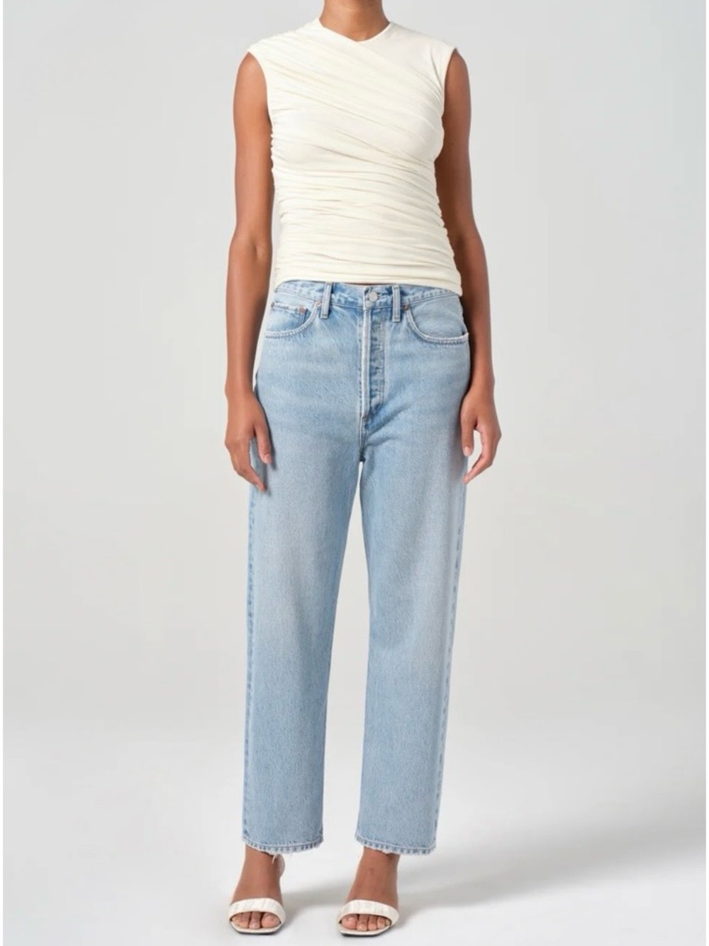 AGolde 90’s Crop Mid Rise Straight Jean - Picture 2 of 14